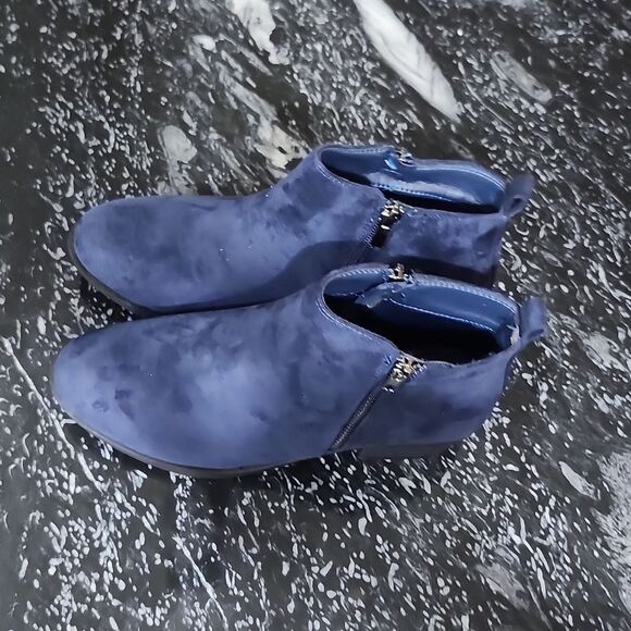 BRAND NEW SHOE LAND ELAINE ANKLE CHUNKY LOW HEELED ZIPPER BOOTS - Picture 7 of 14